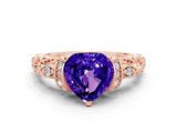 Rose gold Heart Cut Tanzanite Solitaire Ring with Filigree Band and Four-Prong Setting_24