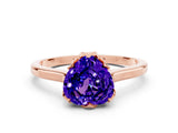 Rose gold Heart Cut Tanzanite Solitaire Ring with Flower Prong Setting and Classic Band_12