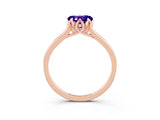 Rose gold Heart Cut Tanzanite Solitaire Ring with Flower Prong Setting and Classic Band_15