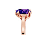Rose gold Heart Cut Tanzanite Solitaire Ring with Flower Prong Setting and Classic Band_17