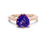 Rose gold Heart Cut Tanzanite Solitaire Ring with Flower Prong Setting and Classic Band_36