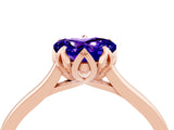 Rose gold Heart Cut Tanzanite Solitaire Ring with Flower Prong Setting and Classic Band_40