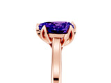 Rose gold Heart Cut Tanzanite Solitaire Ring with Flower Prong Setting and Classic Band_41