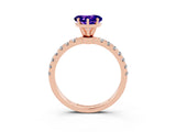 Rose gold Heart Cut Tanzanite Solitaire Ring with Pavé Accents and Four-Prong Setting_3