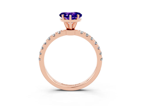 Rose gold Heart Cut Tanzanite Solitaire Ring with Pavé Accents and Four-Prong Setting_3