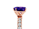 Rose gold Heart Cut Tanzanite Solitaire Ring with Pavé Accents and Four-Prong Setting_5