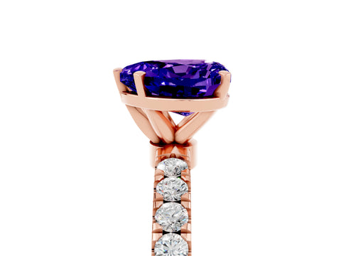 Rose gold Heart Cut Tanzanite Solitaire Ring with Pavé Accents and Four-Prong Setting_5