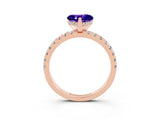Rose gold Heart Cut Tanzanite Solitaire Ring with Pavé Band and Four-Prong Setting_27