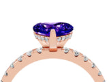 Rose gold Heart Cut Tanzanite Solitaire Ring with Pavé Band and Four-Prong Setting_28