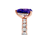 Rose gold Heart Cut Tanzanite Solitaire Ring with Pavé Band and Four-Prong Setting_29