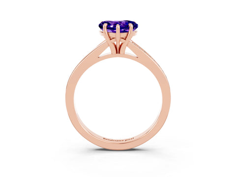Rose gold Heart Cut Tanzanite Solitaire Ring with Pavé Band and Prong Setting_15
