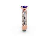 Rose gold Heart Cut Tanzanite Solitaire Ring with Pavé and Channel Set Band_2