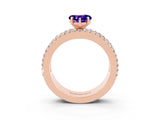 Rose gold Heart Cut Tanzanite Solitaire Ring with Pavé and Channel Set Band_3