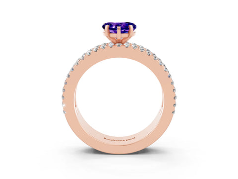 Rose gold Heart Cut Tanzanite Solitaire Ring with Pavé and Channel Set Band_3