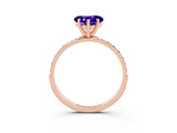 Rose gold Heart Cut Tanzanite Solitaire Ring with Pave Band and Four Prong Setting_27