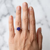 Rose gold Heart Cut Tanzanite Solitaire Ring with Round  Pavé Band and Four-Prong Setting_42