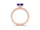Rose gold Heart Cut Tanzanite Solitaire Ring with Round  Pavé Band and Four-Prong Setting_47