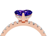 Rose gold Heart Cut Tanzanite Solitaire Ring with Round  Pavé Band and Four-Prong Setting_48