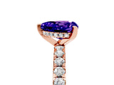 Rose gold Heart Cut Tanzanite Solitaire Ring with Round  Pavé Band and Four-Prong Setting_49
