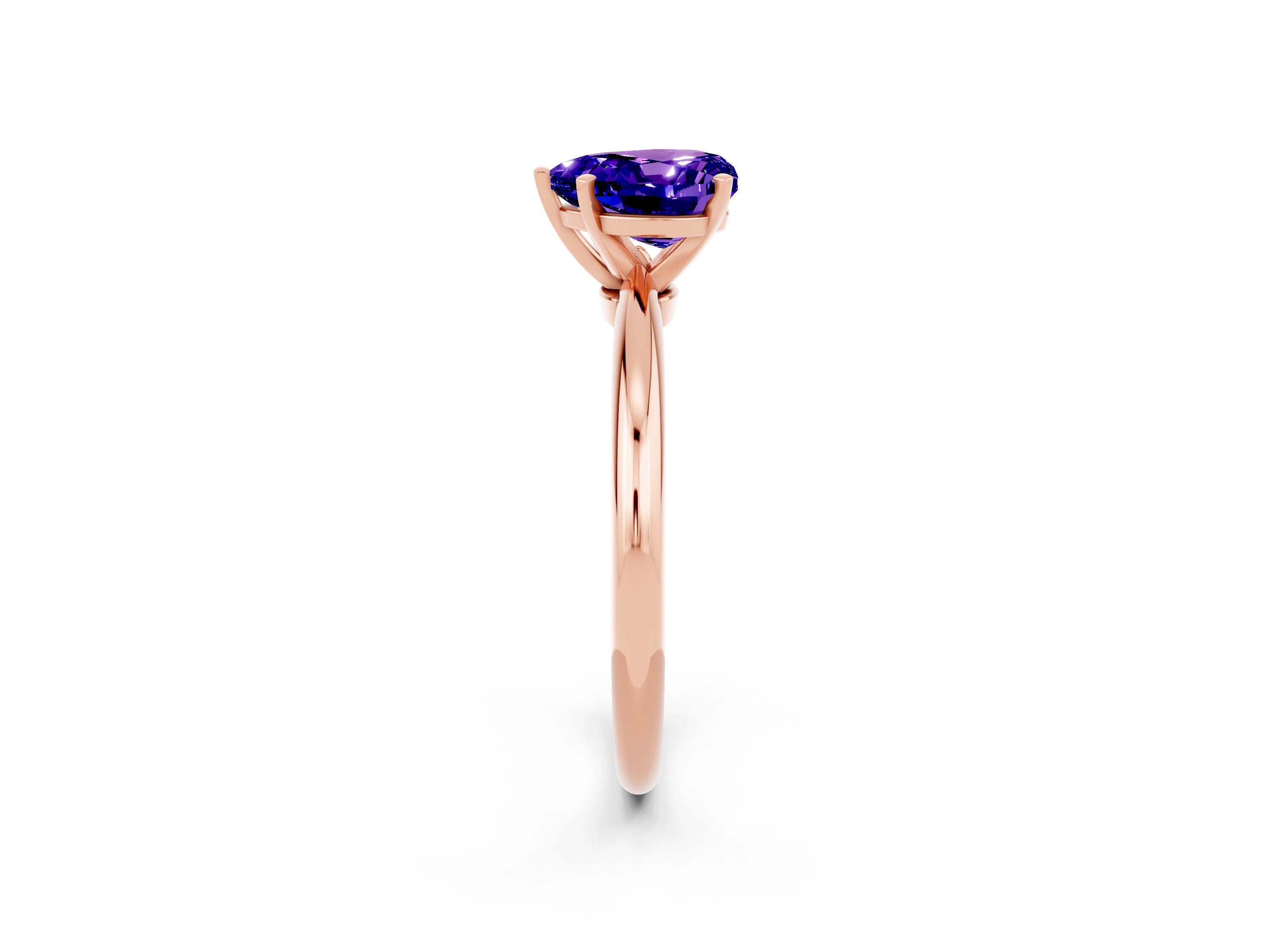 Rose gold Heart Cut Tanzanite Solitaire Ring with Six-Prong Setting and Classic Band_2