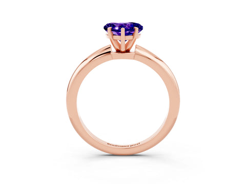 Rose gold Heart Cut Tanzanite Solitaire Ring with Six-Prong Setting and Classic Band_3