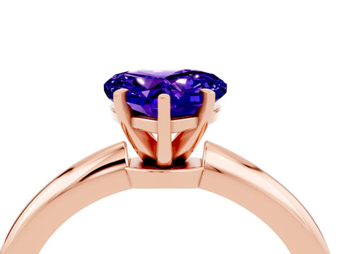 Rose gold Heart Cut Tanzanite Solitaire Ring with Six-Prong Setting and Classic Band_4
