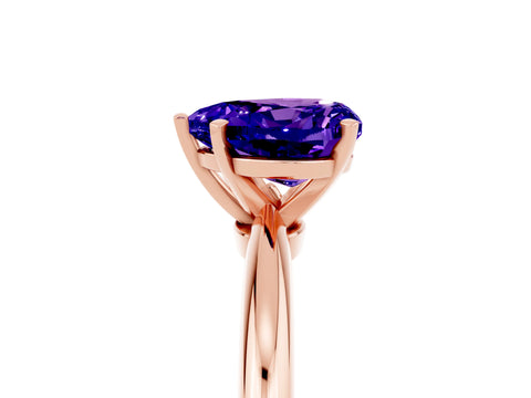 Rose gold Heart Cut Tanzanite Solitaire Ring with Six-Prong Setting and Classic Band_5