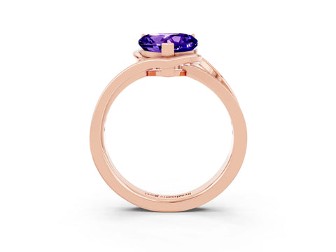 Rose gold Heart Cut Tanzanite Solitaire Ring with Split Shank and Prong Setting_3