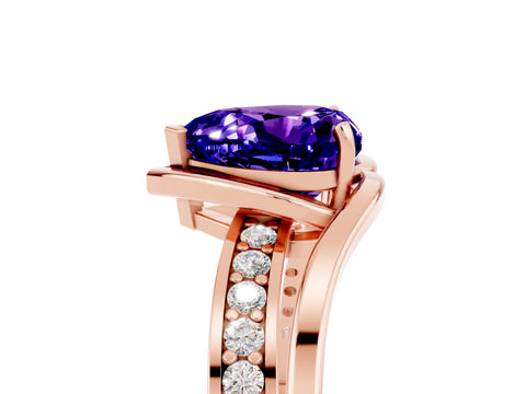 Rose gold Heart Cut Tanzanite Solitaire Ring with Split Shank and Prong Setting_5