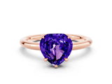Rose gold Heart Cut Tanzanite Solitaire Ring with Thin Band and Four-Prong Setting