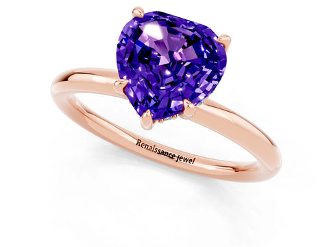 Rose gold Heart Cut Tanzanite Solitaire Ring with Thin Band and Four-Prong Setting_1