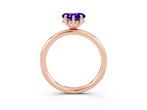 Rose gold Heart Cut Tanzanite Solitaire Ring with Thin Band and Four-Prong Setting_3