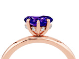 Rose gold Heart Cut Tanzanite Solitaire Ring with Thin Band and Four-Prong Setting_4