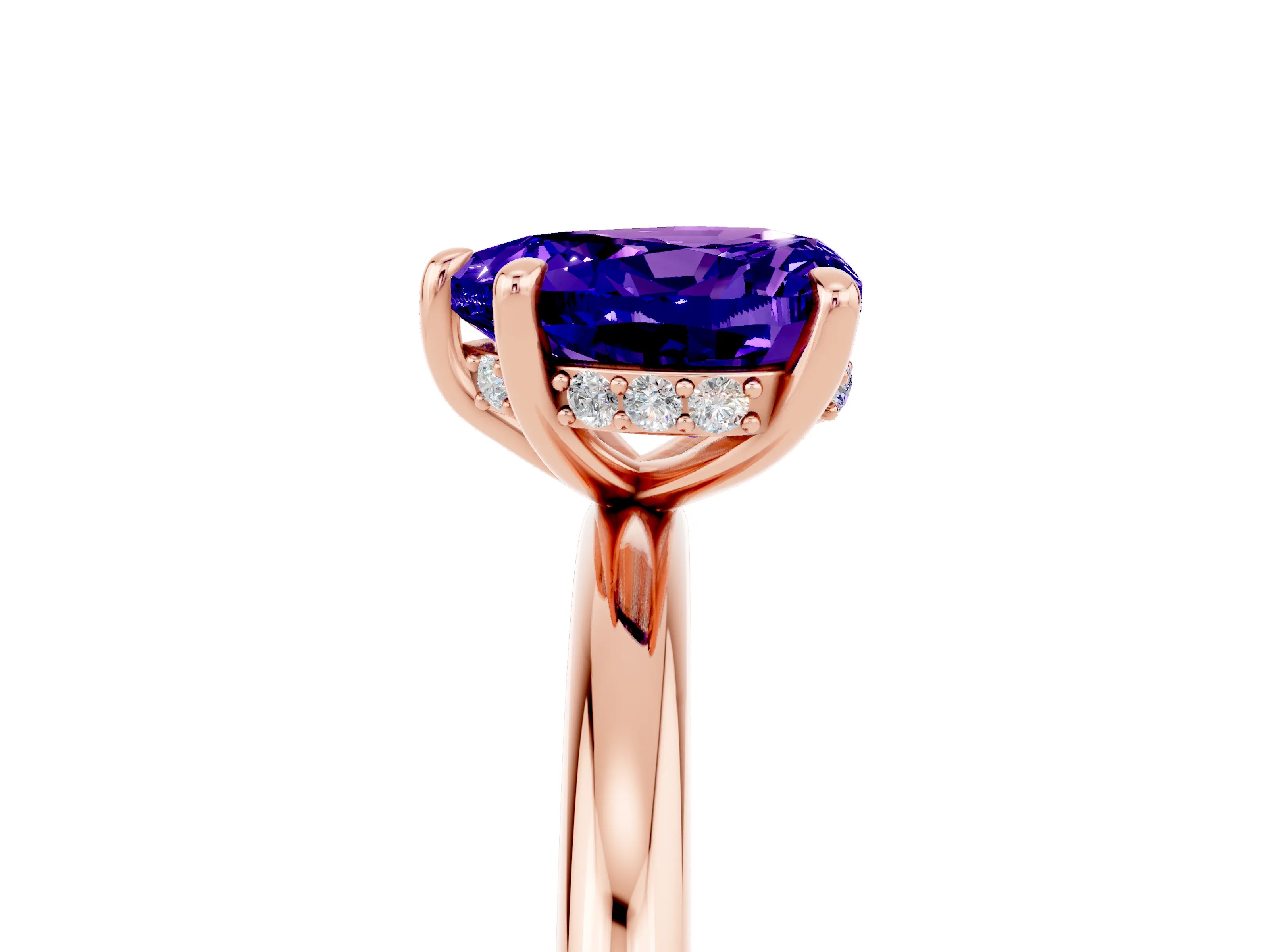 Rose gold Heart Cut Tanzanite Solitaire Ring with Thin Band and Four-Prong Setting_5