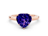Rose gold Heart Cut Tanzanite Solitaire Ring with Thin Band and Prong Setting_12