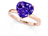 Rose gold Heart Cut Tanzanite Solitaire Ring with Thin Band and Prong Setting_13