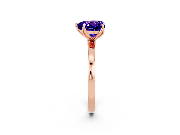 Rose gold Heart Cut Tanzanite Solitaire Ring with Thin Band and Prong Setting