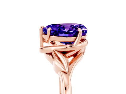 Rose gold Heart Cut Tanzanite Solitaire Ring with Twist Band and Four-Prong Setting_29