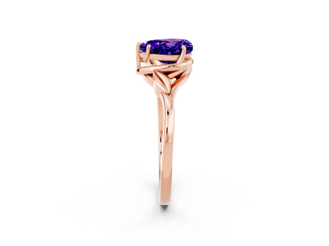 Rose gold Heart Cut Tanzanite Solitaire Ring with Twist Band and Four-Prong Setting_37