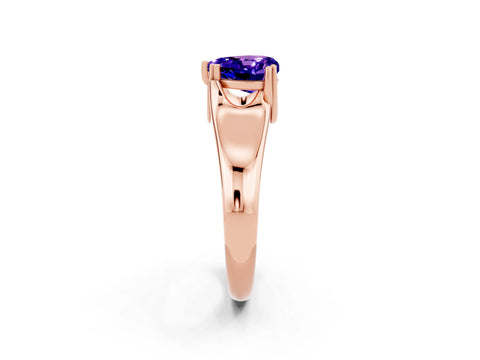 Rose gold Heart Cut Tanzanite Solitaire Ring with Wide Band and Prong Setting_2