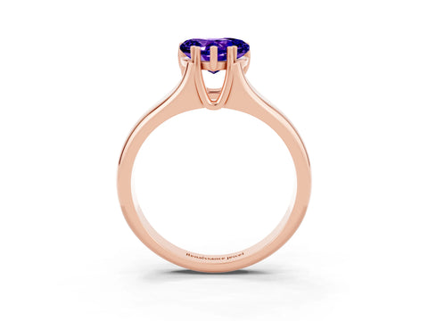 Rose gold Heart Cut Tanzanite Solitaire Ring with Wide Band and Prong Setting_3