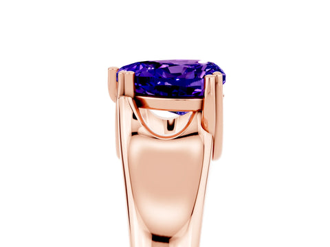Rose gold Heart Cut Tanzanite Solitaire Ring with Wide Band and Prong Setting_5
