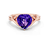 Rose gold Heart Cut Tanzanite Solitaire Twist Band Prong Setting Ring_36