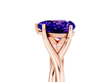 Rose gold Heart Cut Tanzanite Solitaire Twist Band Prong Setting Ring_41