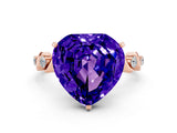 Rose gold Heart Cut Tanzanite Solitaire Twisted Band with Round  Accents and Prong Setting_12