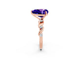 Rose gold Heart Cut Tanzanite Solitaire Twisted Band with Round  Accents and Prong Setting_14