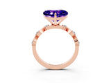 Rose gold Heart Cut Tanzanite Solitaire Twisted Band with Round  Accents and Prong Setting_15