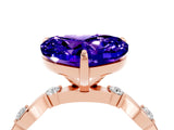 Rose gold Heart Cut Tanzanite Solitaire Twisted Band with Round  Accents and Prong Setting_16
