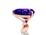 Rose gold Heart Cut Tanzanite Solitaire Twisted Band with Round  Accents and Prong Setting_17