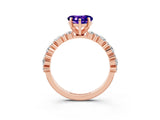Rose gold Heart Cut Tanzanite Solitaire with Side Stones, Pave Band, Four-Prong Setting_39